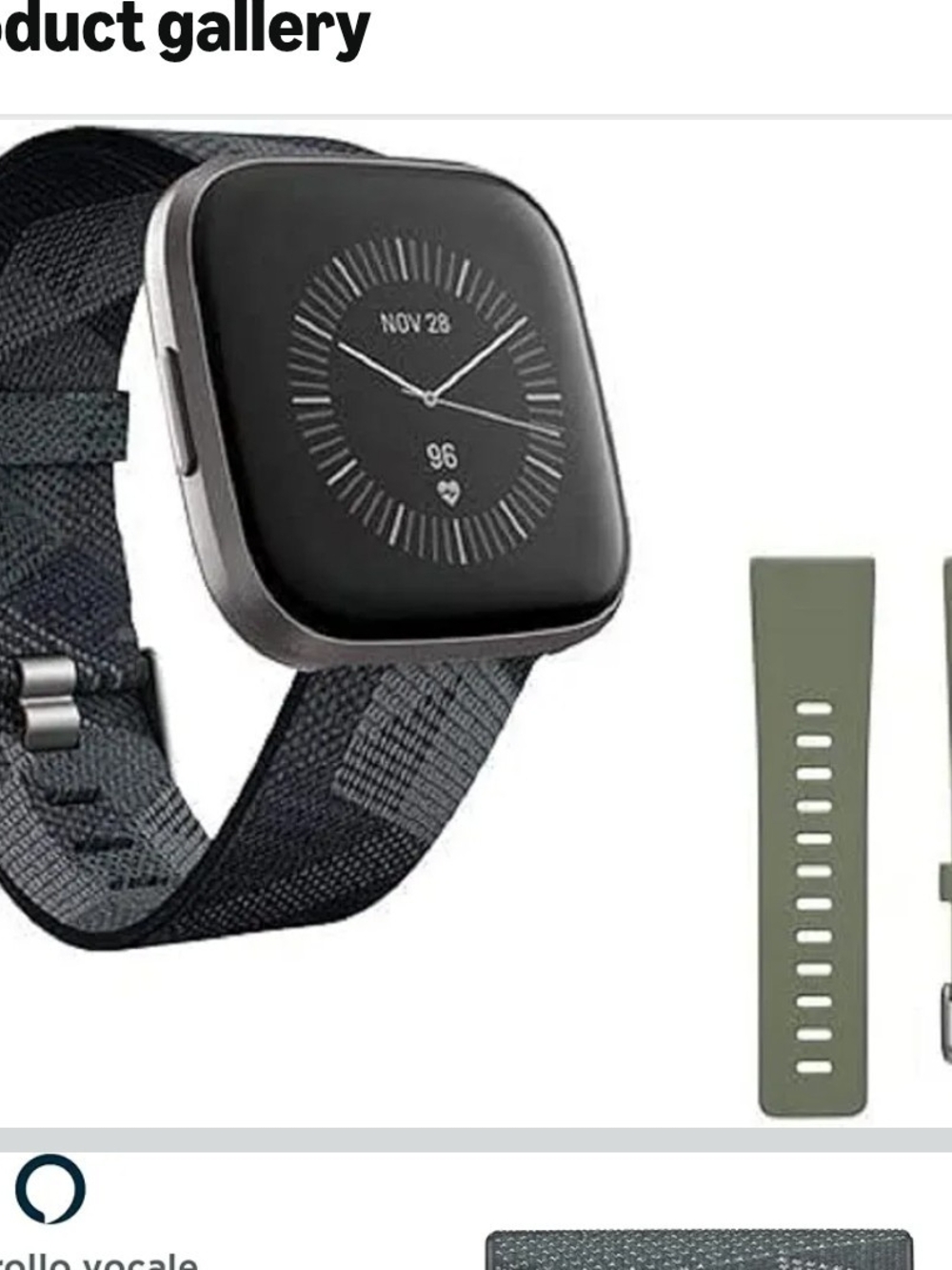Fitbit Versa 2 Special Edition Smartwatch Smoke Woven Mist Grey Bands